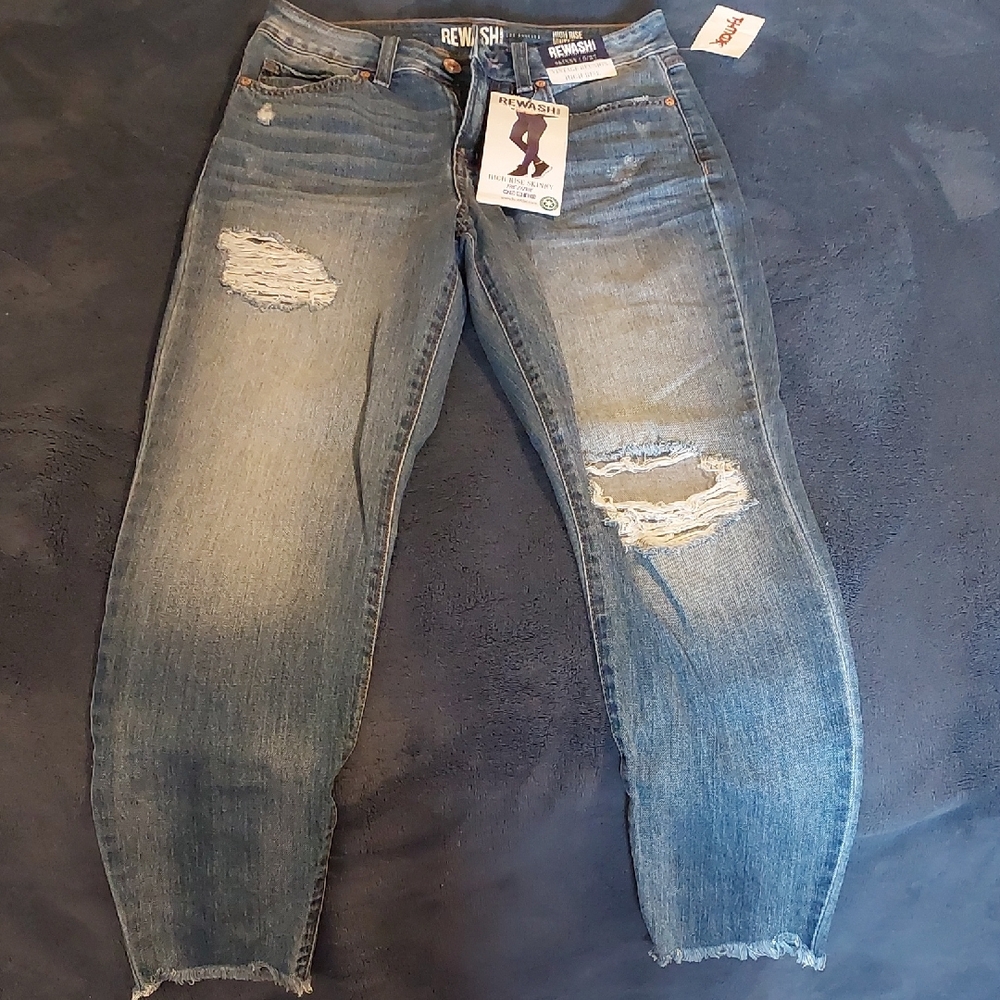 Rewash Women's Distressed Skinny Jeans - Blue